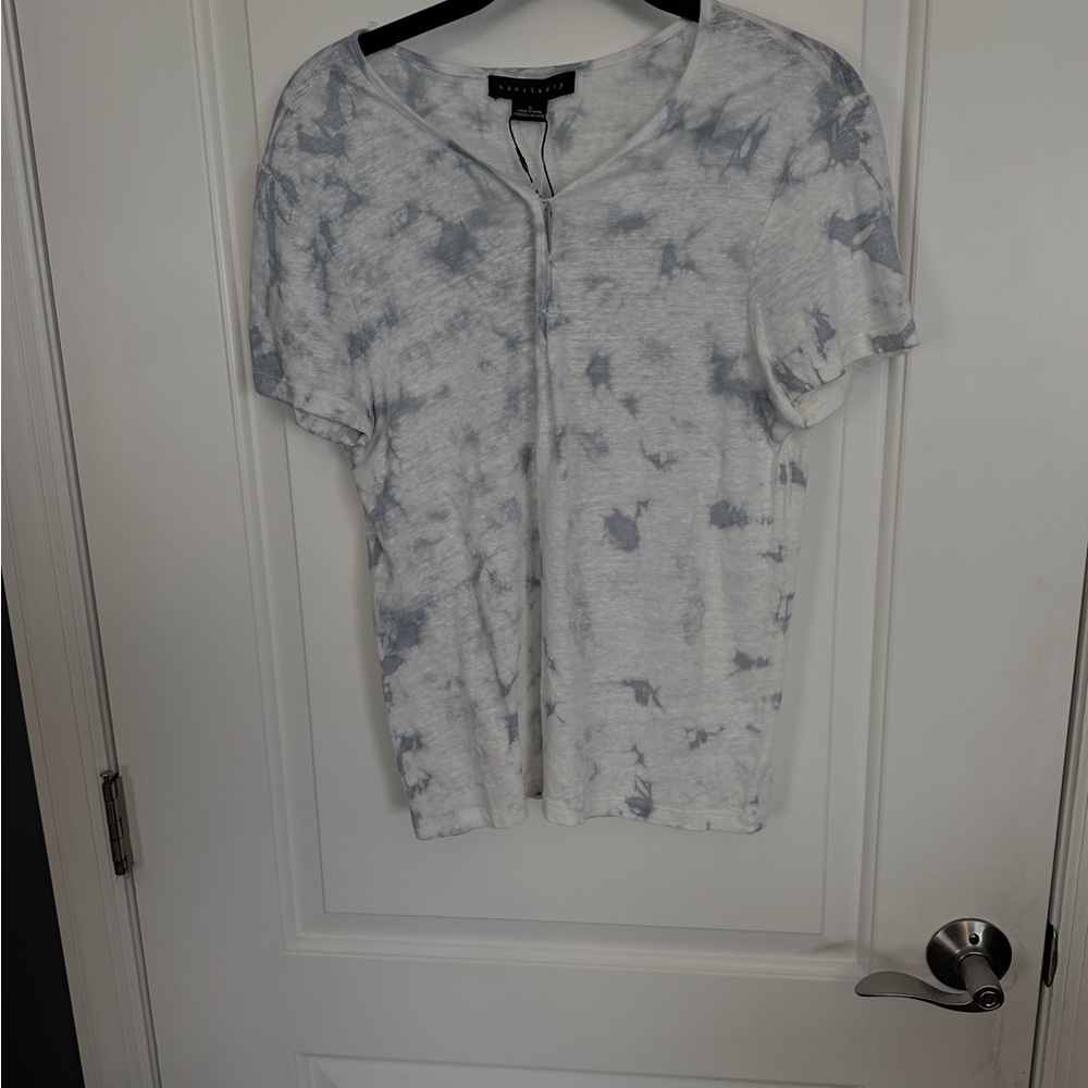 NWT Sanctuary Blue/Gray and White Easy Breezy Peasant Tshirt